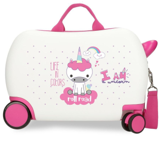 Dětský kufřík na kolečkách Roll Road I am Unicorn white 45 cm